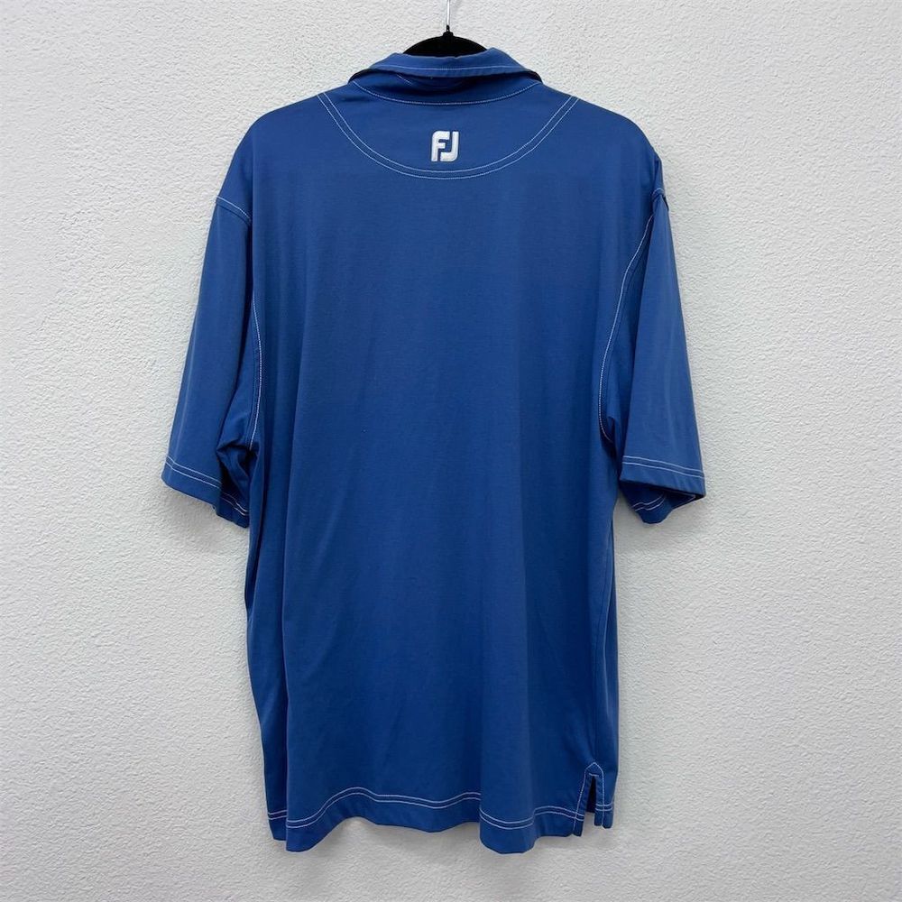 FootJoy Men's XL Blue Golf Polo Shirt Chest Pocket Logo Collared Button Top - Picture 6 of 7